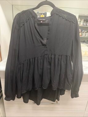 Victoria's Secret Black Peasant Tunic with Lace Yoke